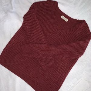 Plum Color Sweater High Low